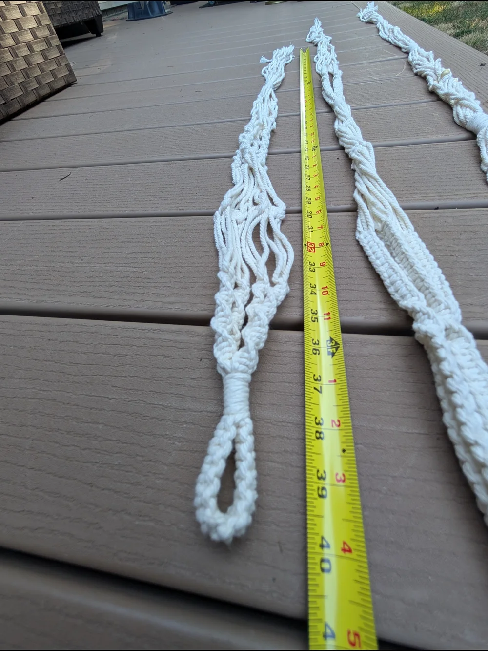 Handmade White Macramé Plant Hangers - Set of 3 holds 6-8 Inch Pots